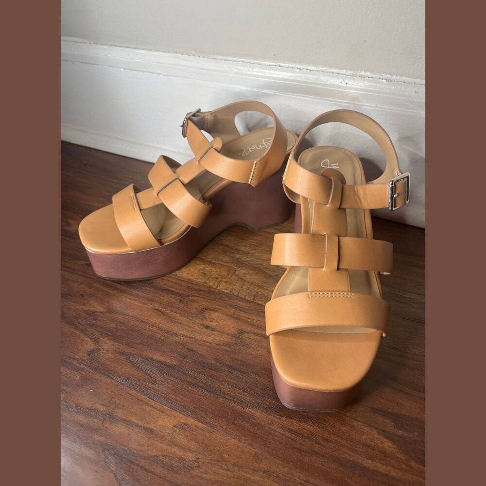 Y Not Tan Wedge Platform Heels